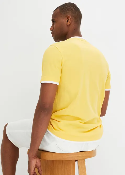 Henley shirt met korte mouwen (set van 2), van biologisch katoen, bonprix