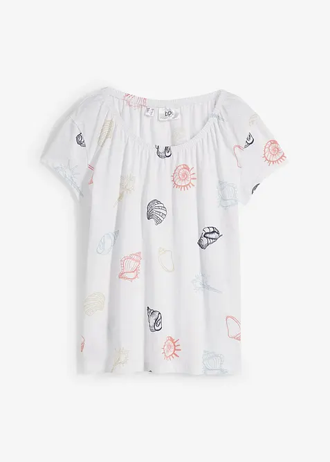 Gedessineerd carmen-shirt met ronde hals van biologisch katoen, bonprix