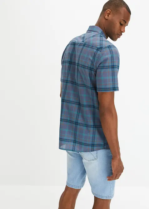 Geruit overhemd van puur katoen met korte mouwen, bonprix