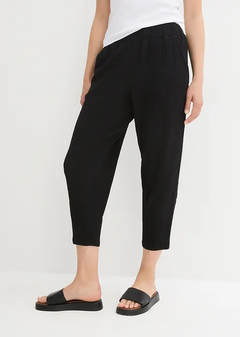 Wijde jersey broek van cr&ecirc;pe, cropped, bonprix