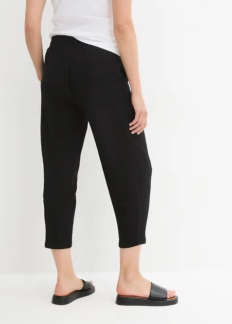 Wijde jersey broek van cr&ecirc;pe, cropped, bonprix