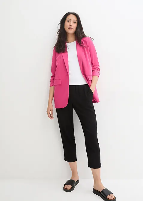 Wijde jersey broek van cr&ecirc;pe, cropped, bonprix