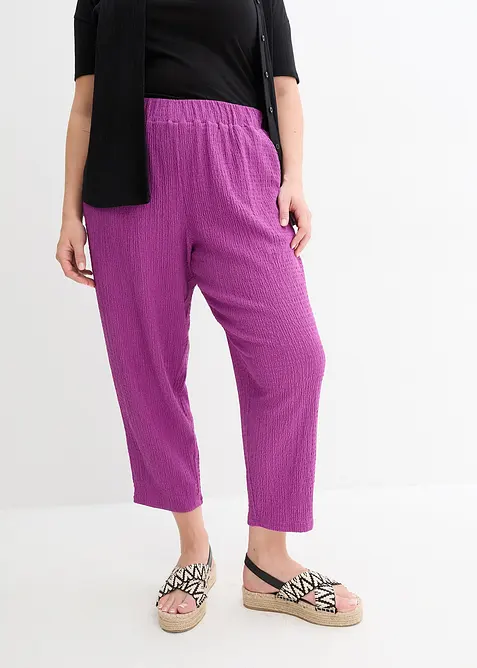 Wijde jersey broek van cr&ecirc;pe, cropped, bonprix