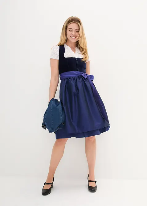 Dirndl met fluweel en schort van satijn (2-dlg. set), bonprix