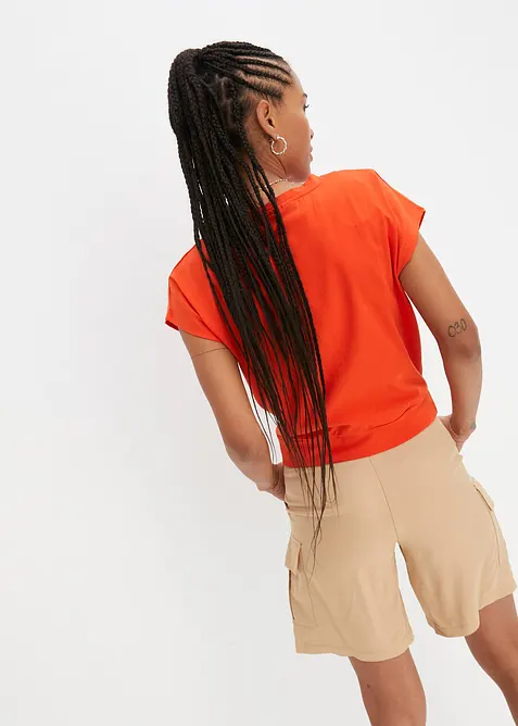 Kort T-shirt met knoopeffect, bonprix