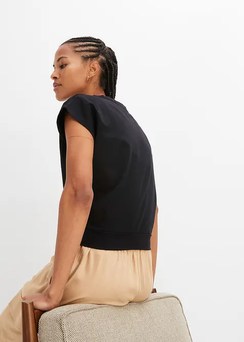 Kort T-shirt met knoopeffect, bonprix