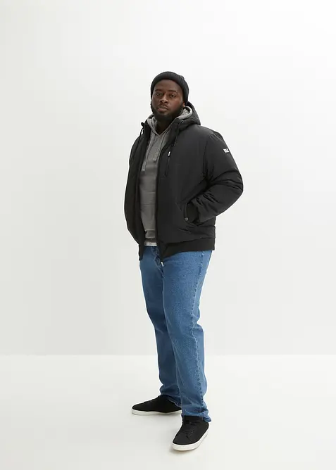 Gewatteerde jas in bomberstijl met capuchon, bonprix