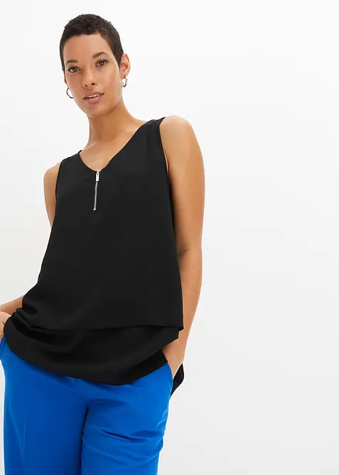 Top met rits in een viscosemix, bonprix