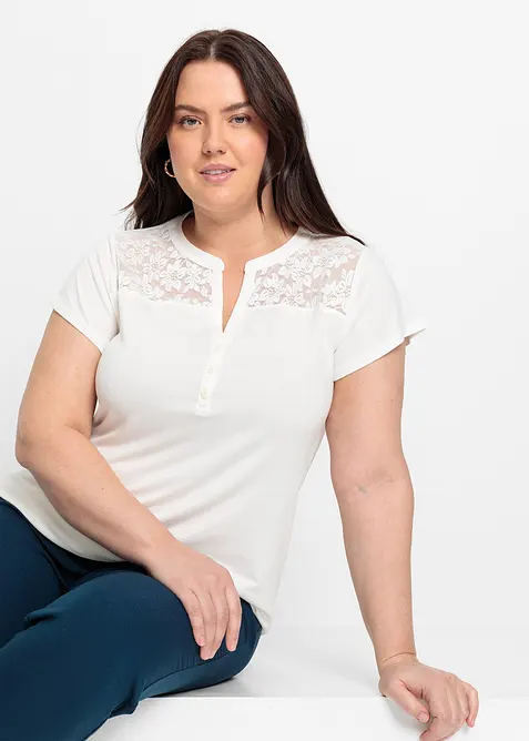 Henley shirt in een viscosemix, bonprix