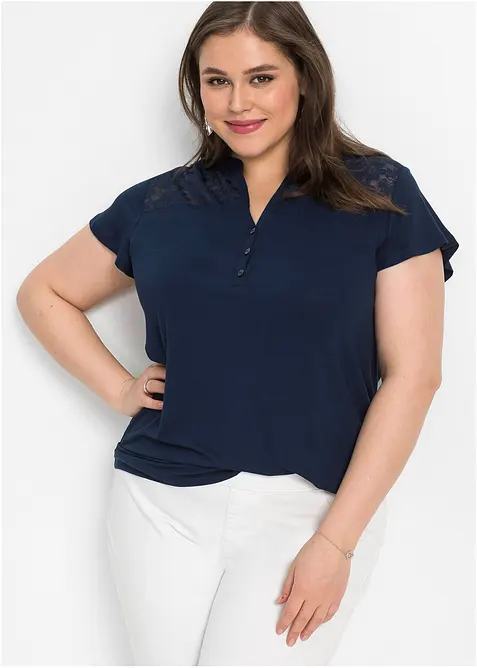 Henley shirt in een viscosemix, bonprix