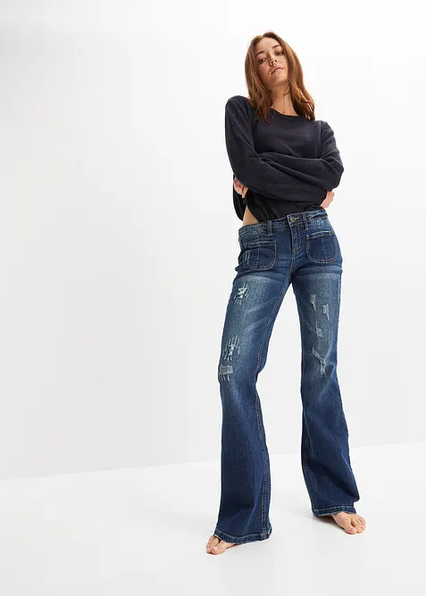 Flared stretch jeans low waist, bonprix