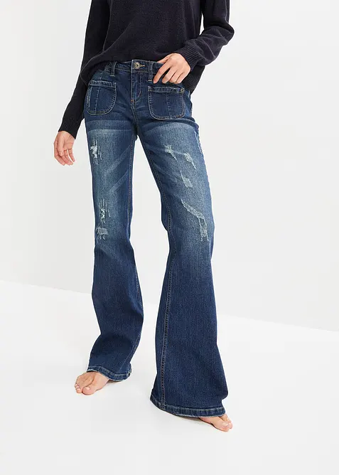 Flared stretch jeans low waist, bonprix
