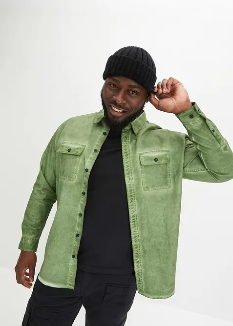 Overhemd in gewassen look, lange mouw, bonprix