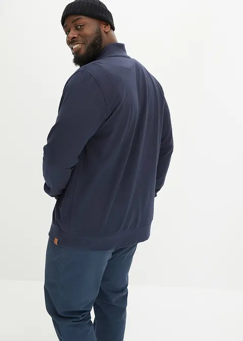 Sweatvest met opstaande kraag en imitatieleren details, bonprix