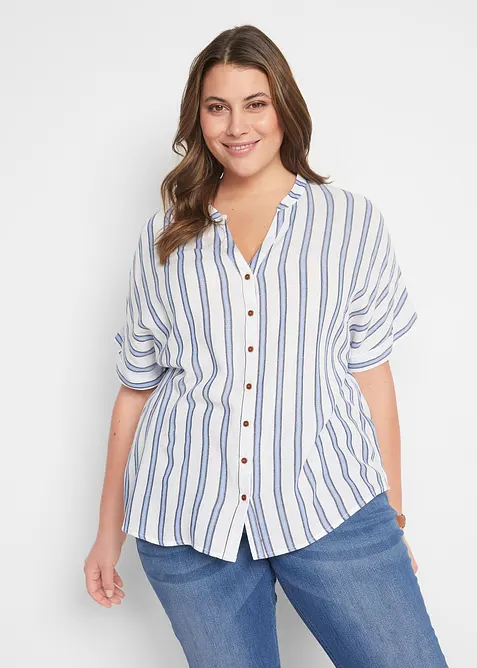 Crinkle blouse van soepele viscose, korte mouw, bonprix