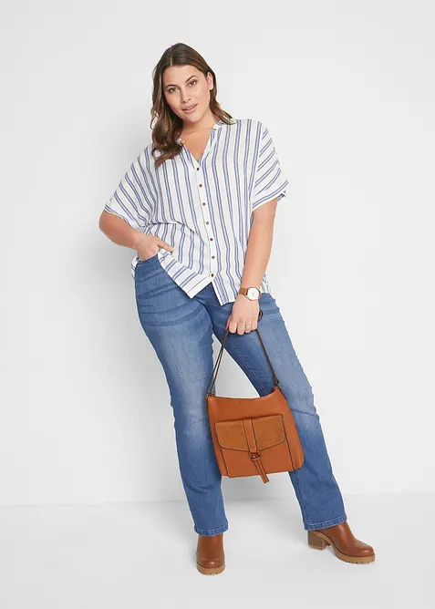 Crinkle blouse van soepele viscose, korte mouw, bonprix