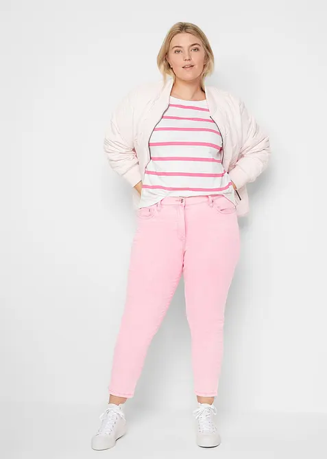 Cropped twill broek in used look, bonprix