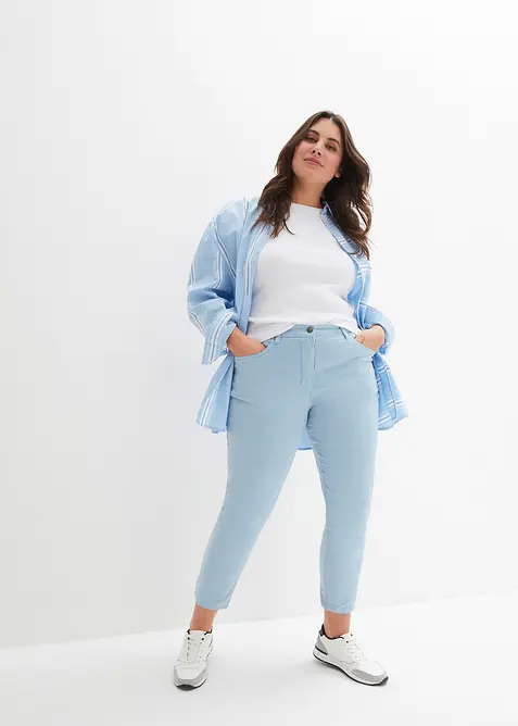 Cropped twill broek in used look, bonprix