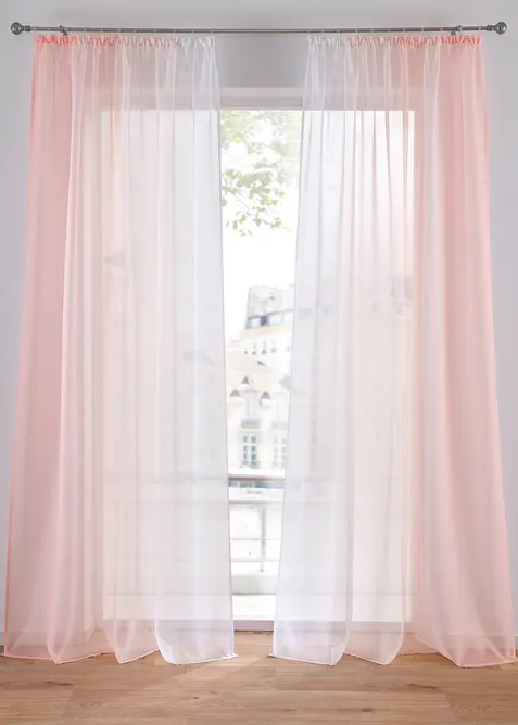 Gordijnen met gerecycled polyester en kleurverloop (set van 2), bonprix