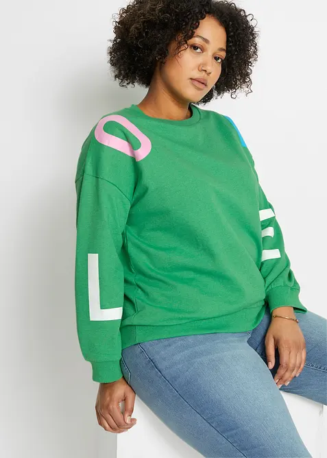 Oversize sweater met letterprint, bonprix