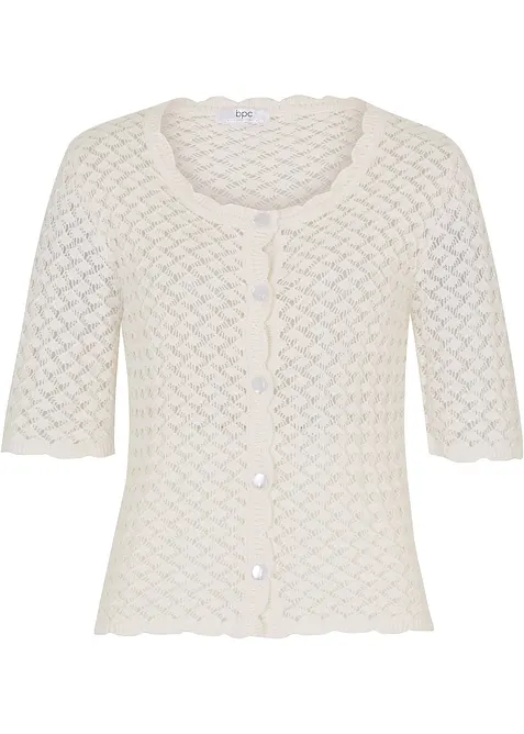 Ajour vest met linnen, korte mouw, bonprix