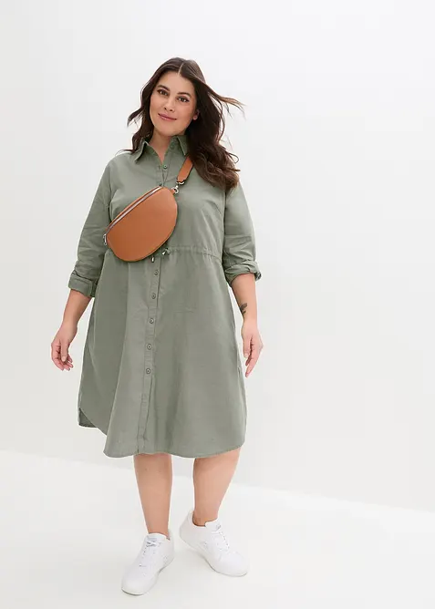 Overhemdjurk in een linnen-katoenmix, bonprix