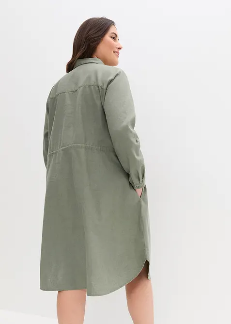 Overhemdjurk in een linnen-katoenmix, bonprix