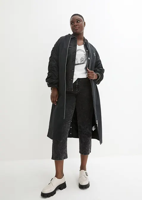 Lange jas met gebreide kraag, bonprix