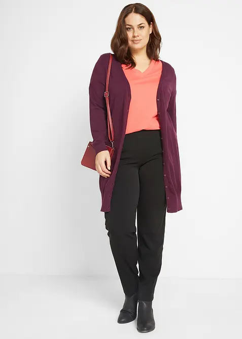 Wijd longshirt met V-hals, korte mouw  (set van 5), bonprix