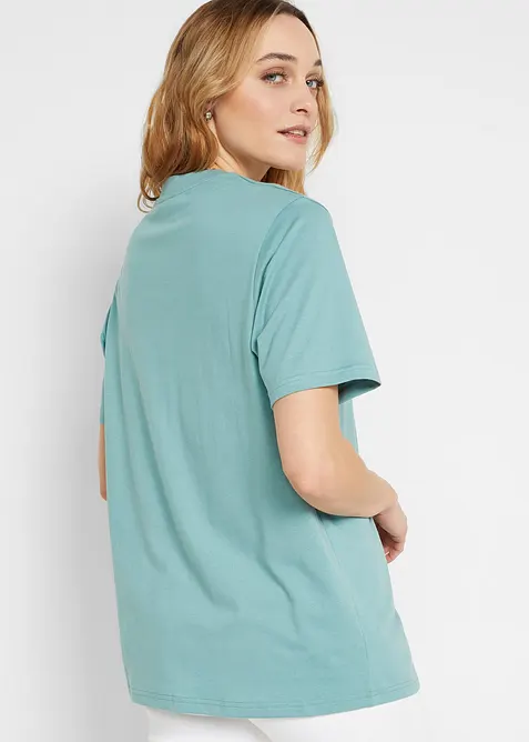 Wijd longshirt met V-hals, korte mouw  (set van 5), bonprix