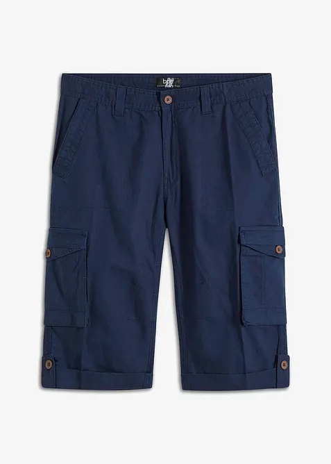 Lange cargo bermuda met linnen, regular fit, bonprix