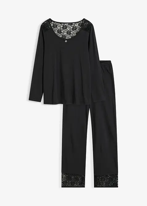 Pyjama met sierlijk kant, bonprix