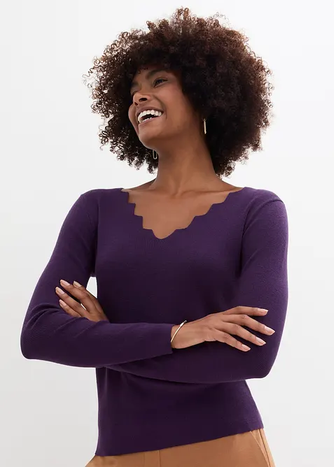 Fijngebreide trui in een zachte viscosemix, bonprix