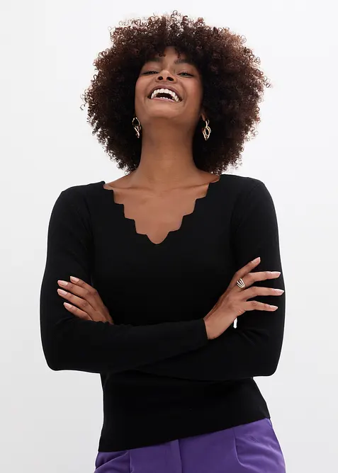 Fijngebreide trui in een zachte viscosemix, bonprix