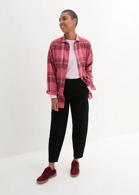 Barrel twill broek met high waist comfortband, bonprix