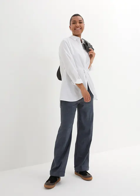 High-low blouse van popeline, lange mouw, bonprix