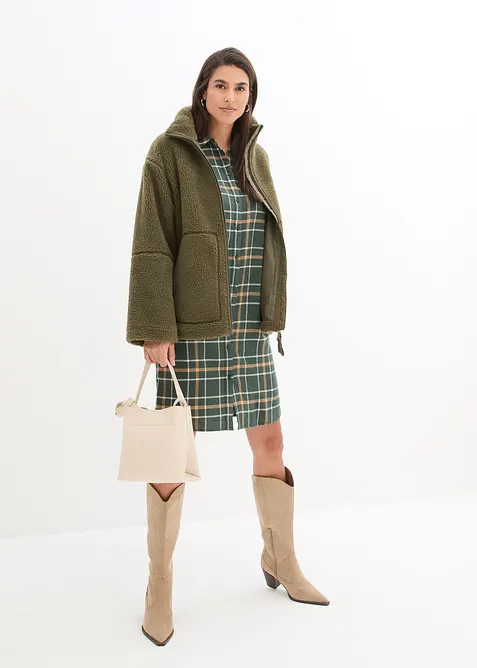 Gevoerde teddy fleece jas, bonprix