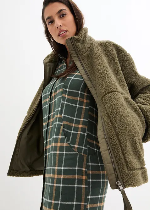 Gevoerde teddy fleece jas, bonprix