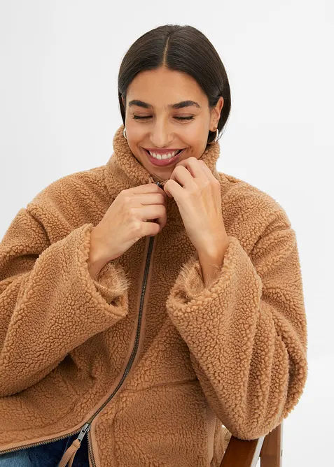Gevoerde teddy fleece jas, bonprix