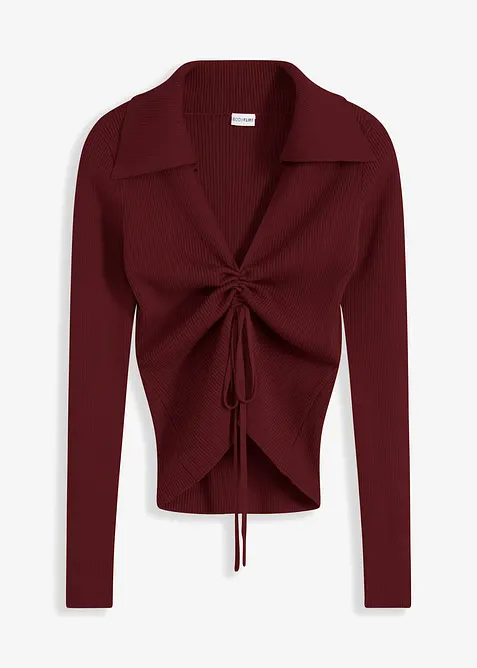 Geribde trui met rijgkoordjes, bonprix