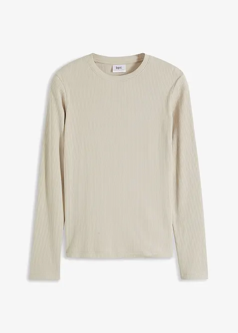 Geribde longsleeve van puur katoen, bonprix