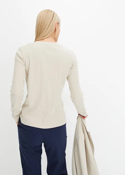 Geribde longsleeve van puur katoen, bonprix