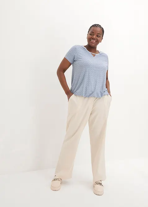 Shirt met elastiek, korte mouw, bonprix