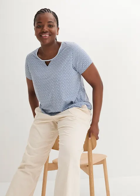 Shirt met elastiek, korte mouw, bonprix