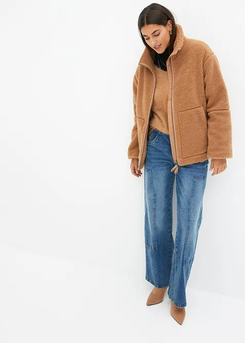 Gevoerde teddy fleece jas, bonprix