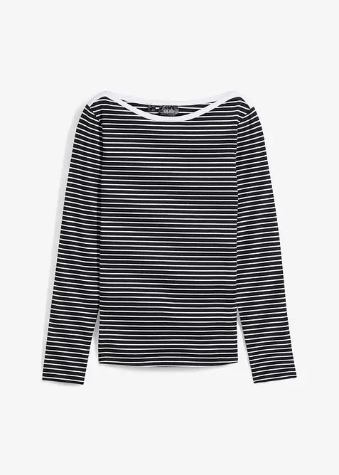 Gestreepte longsleeve met boothals, bonprix