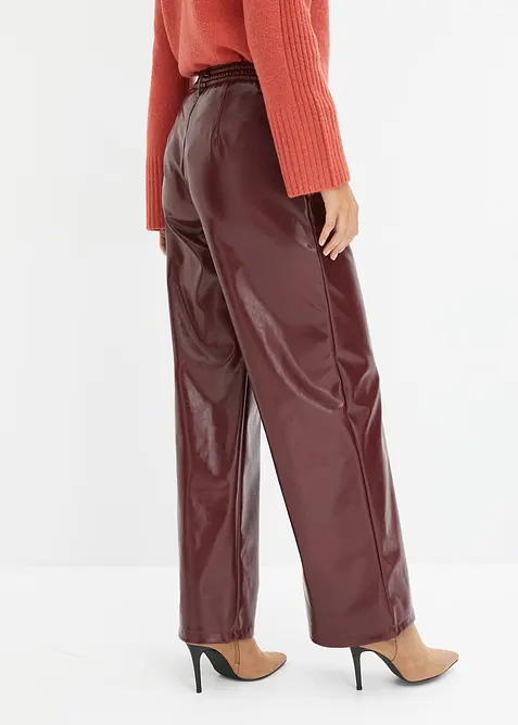 Imitatieleren broek met high waist, bonprix