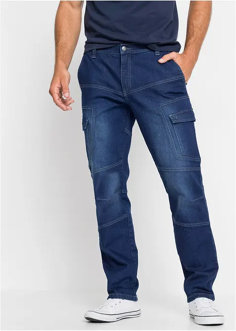Regular fit cargo stretch jeans, straight, bonprix
