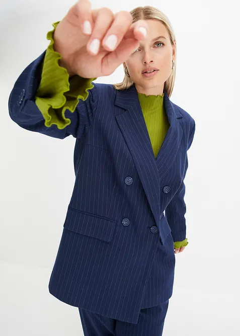 Dubbelrijige blazer met krijtstreep van viscose-mix, bonprix