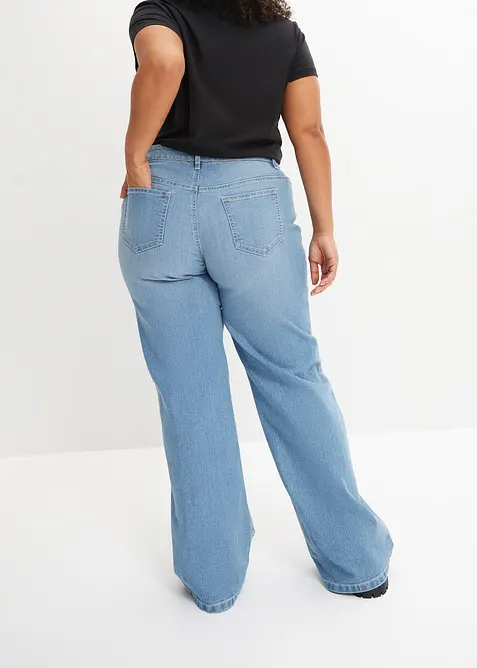 Wide leg jeans mid waist, stretch, bonprix